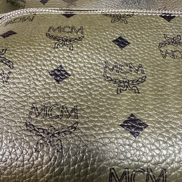 MCM Dark Green Logo Backpack - Picture 7 of 16
